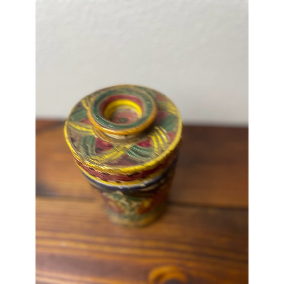 Vintage Hand Painted Container with Lid Vintage Storage with Lid - Picture 2 of 8